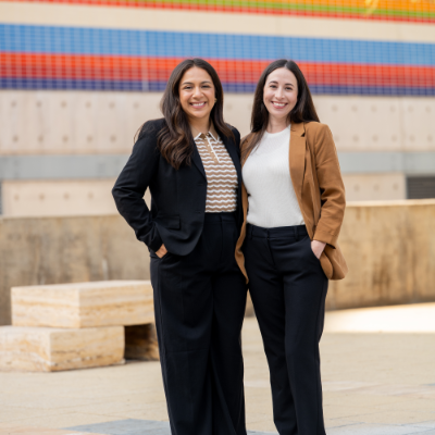 Two individuals outside the East LA Courthouse